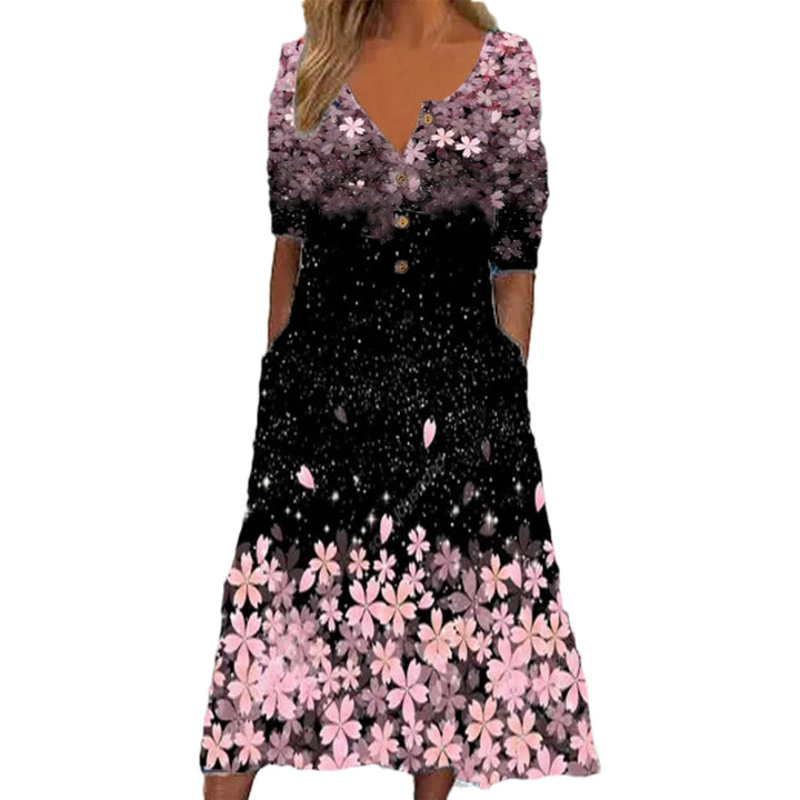 Eileen | Women’s Midi Dress featuring a Soft Floral Visual