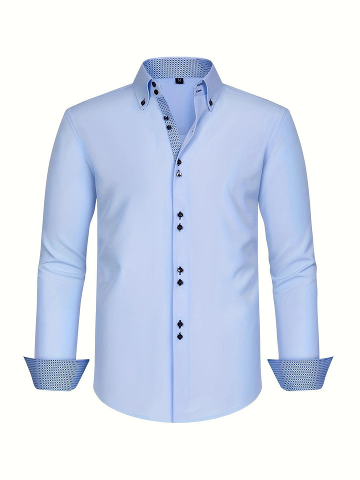 Eldric | Men’s Button-Up Shirt featuring contrast trim design cue