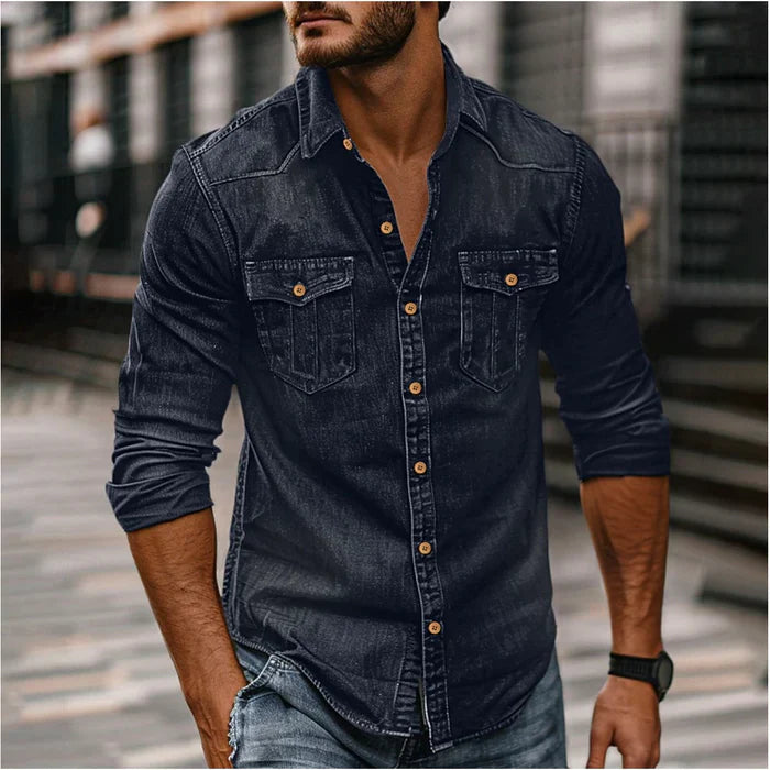 Dravon | Men’s Button-Up Shirt in a slim casual drape