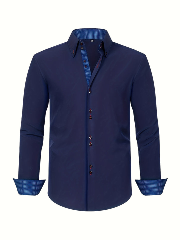 Eldric | Men’s Button-Up Shirt featuring contrast trim design cue