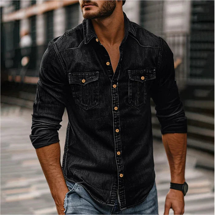 Dravon | Men’s Button-Up Shirt in a slim casual drape