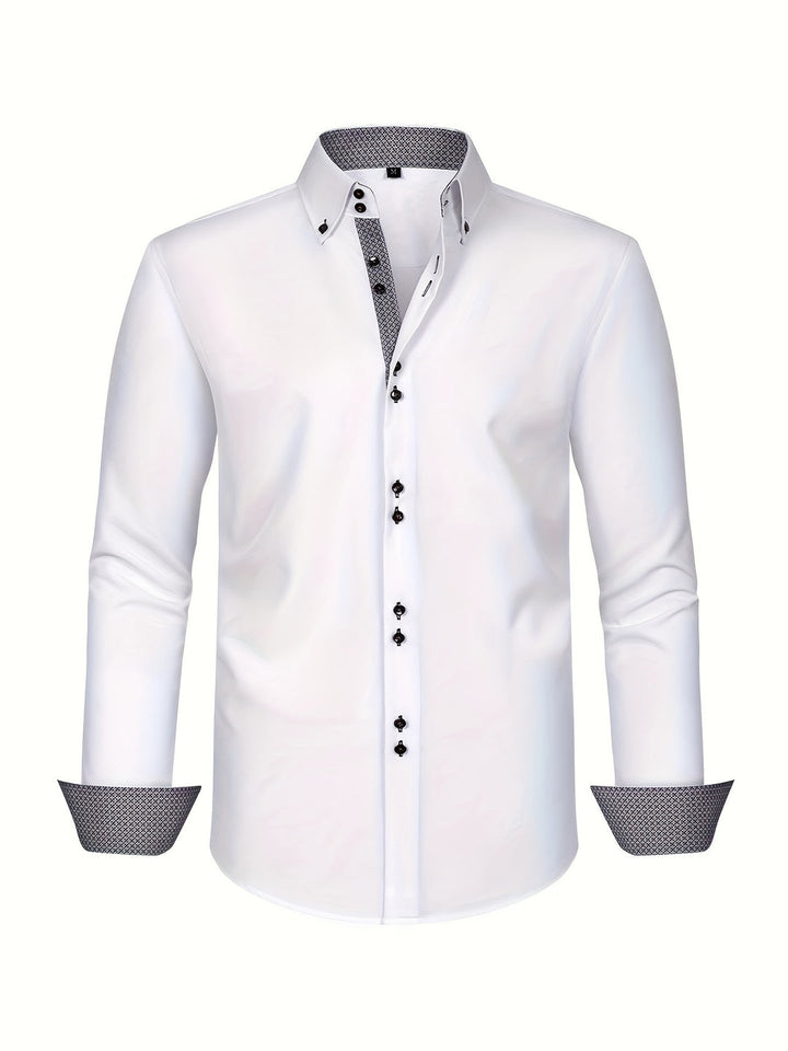 Eldric | Men’s Button-Up Shirt featuring contrast trim design cue