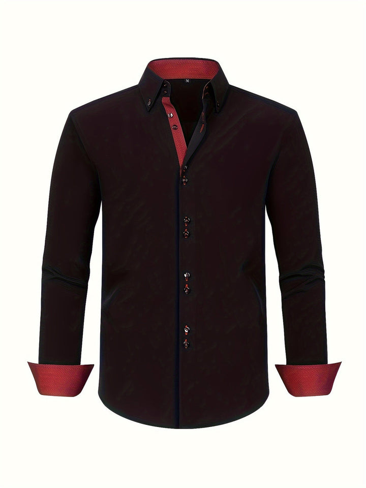 Eldric | Men’s Button-Up Shirt featuring contrast trim design cue