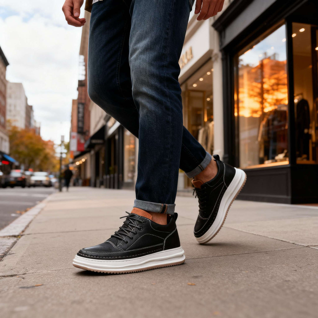 Rhys | Men’s Lace-Up Trainers with Structured Seams