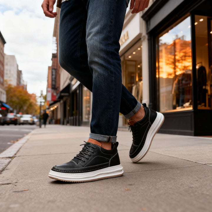 Rhys | Men’s Lace-Up Trainers with Structured Seams