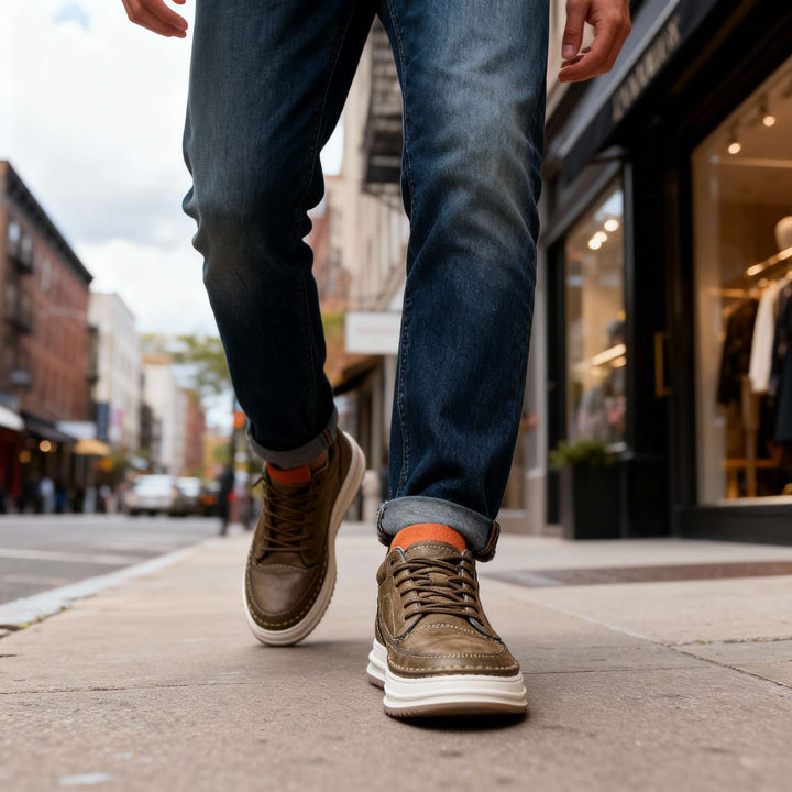 Rhys | Men’s Lace-Up Trainers with Structured Seams