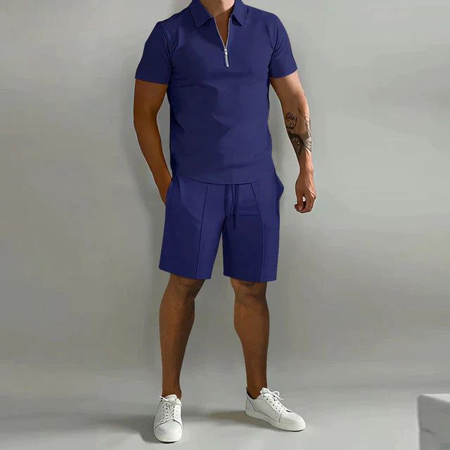 Zerivon | Men’s Two-Piece Set with zip-neck top and relaxed shorts