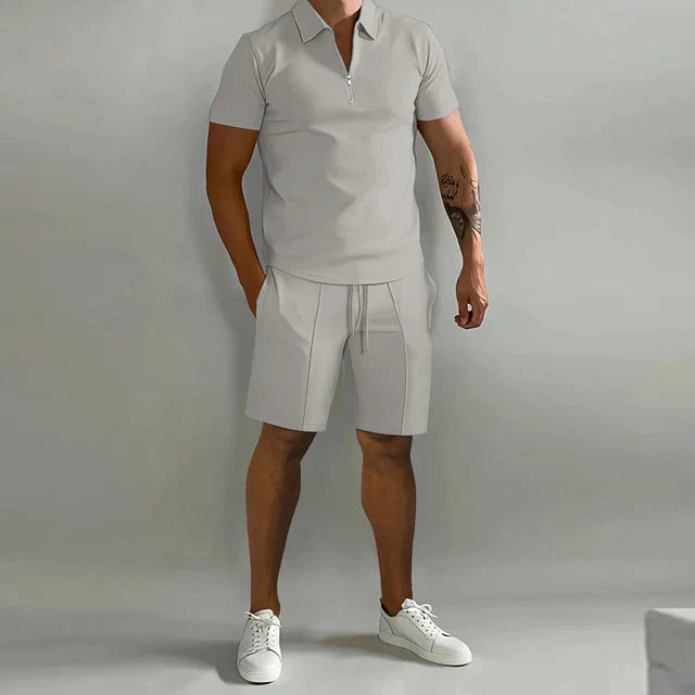 Zerivon | Men’s Two-Piece Set with zip-neck top and relaxed shorts