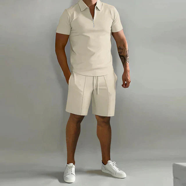 Zerivon | Men’s Two-Piece Set with zip-neck top and relaxed shorts