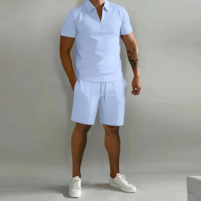 Zerivon | Men’s Two-Piece Set with zip-neck top and relaxed shorts