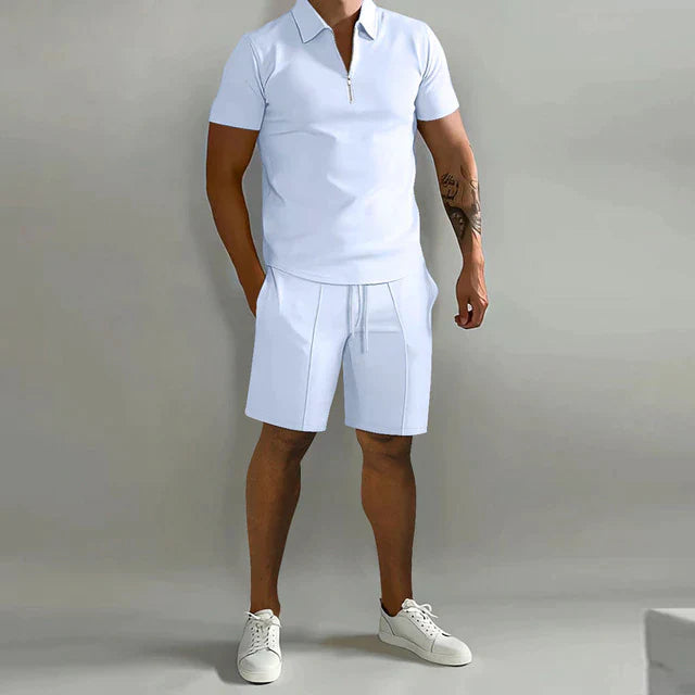 Zerivon | Men’s Two-Piece Set with zip-neck top and relaxed shorts