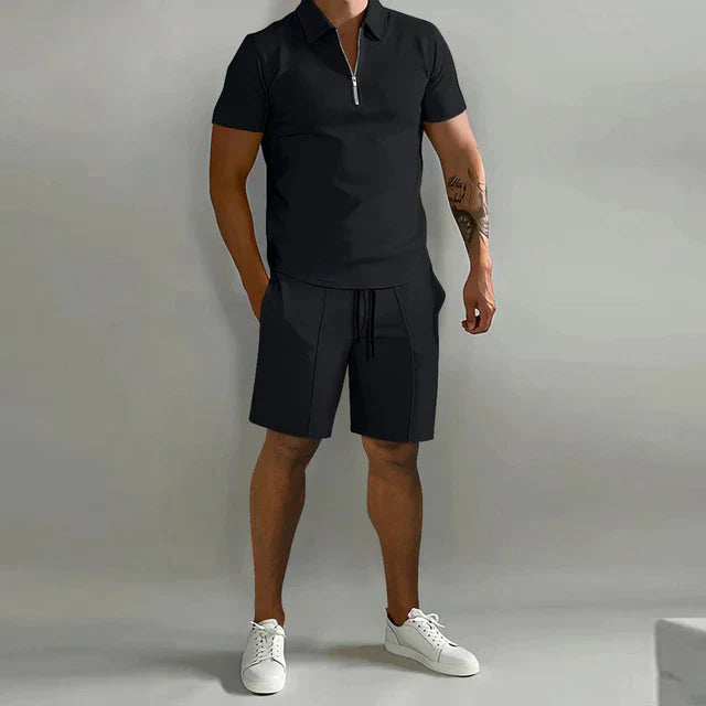Zerivon | Men’s Two-Piece Set with zip-neck top and relaxed shorts