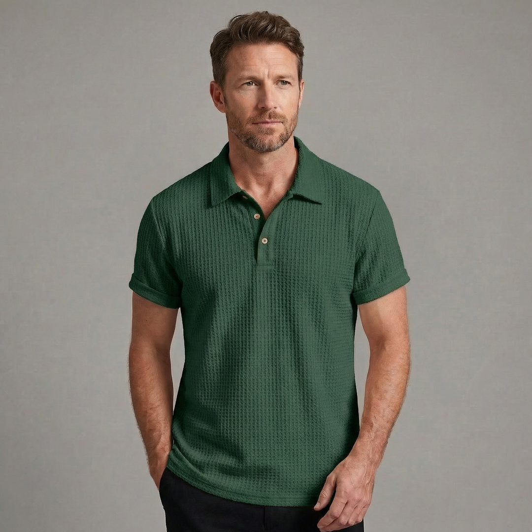 Lorenzo | Men's Textured Knit Polo Shirt