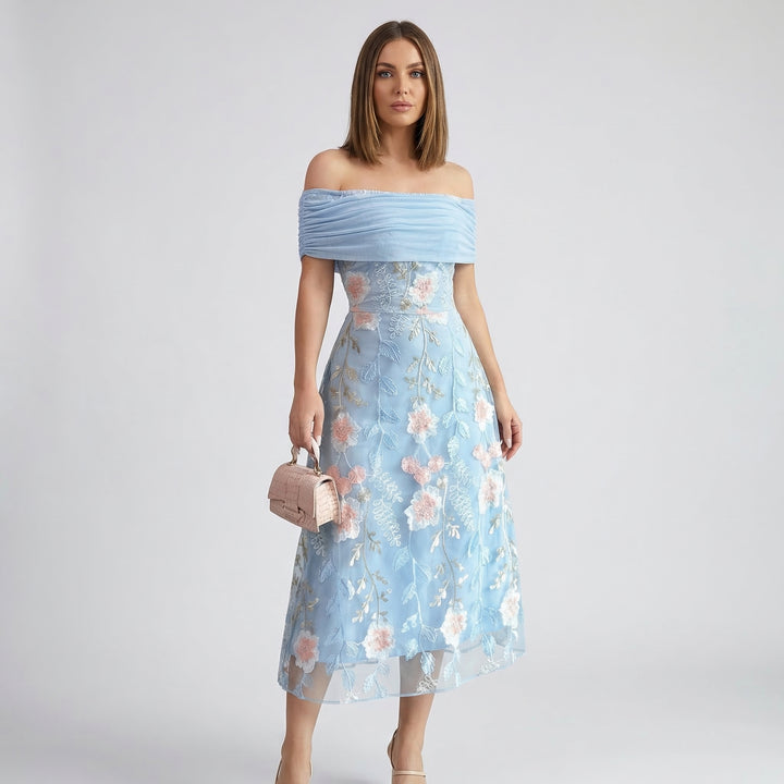 Selene | Women’s Off Shoulder Dress with Elegant Midi Fit