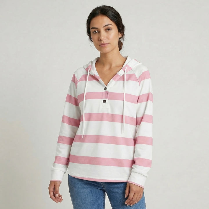 Alvera | Women’s Hooded Top with Striped Design
