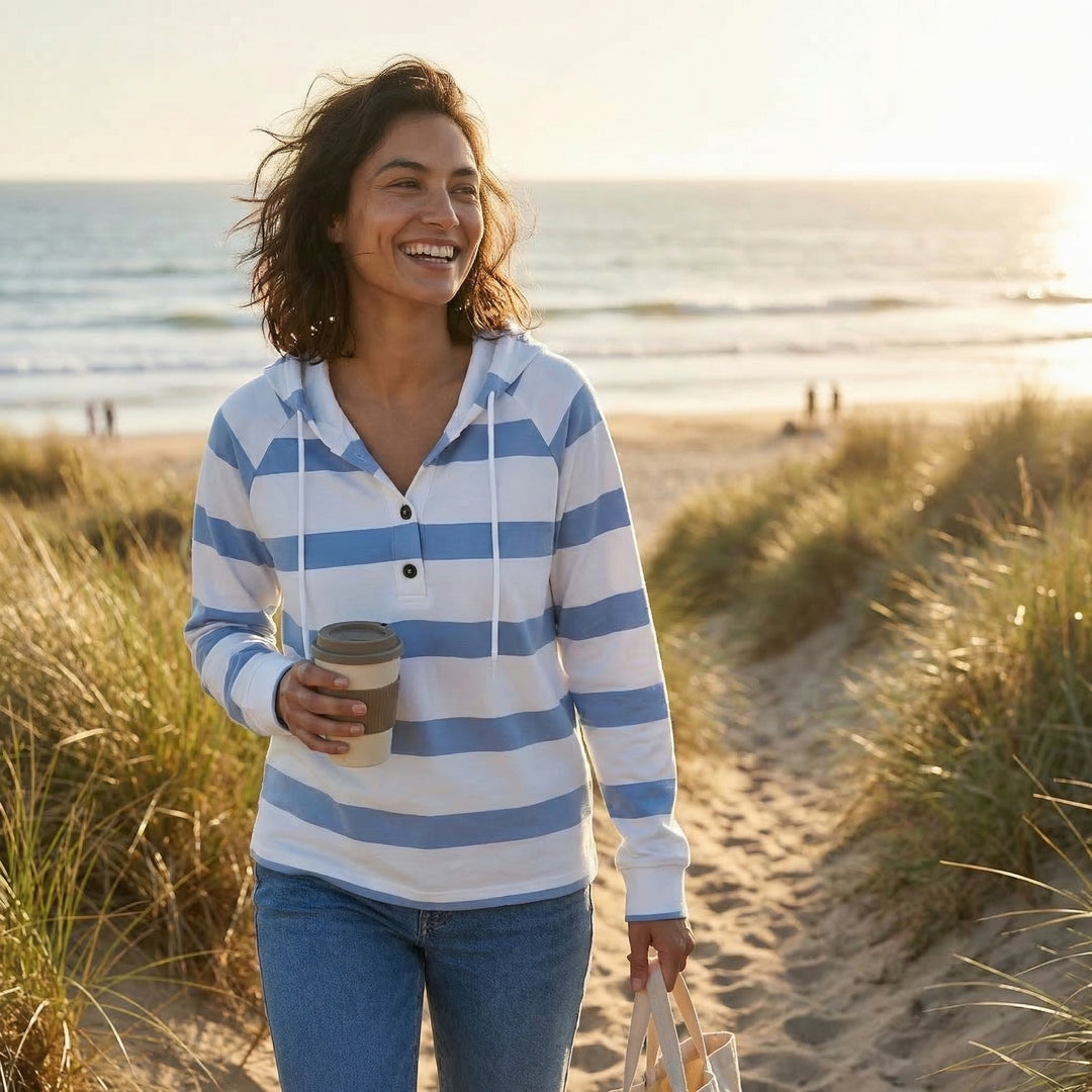 Alvera | Women’s Hooded Top with Striped Design