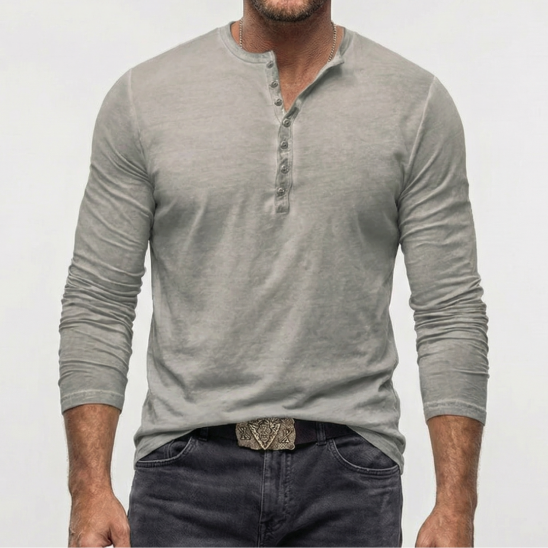 Valerio | Men’s Long Sleeve Shirt with Button Neck