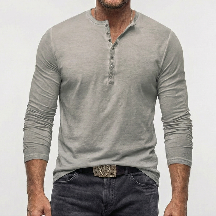 Valerio | Men’s Long Sleeve Shirt with Button Neck