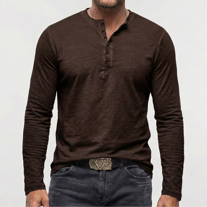 Valerio | Men’s Long Sleeve Shirt with Button Neck