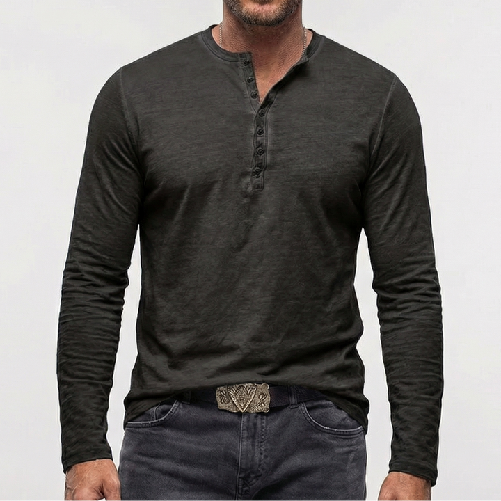 Valerio | Men’s Long Sleeve Shirt with Button Neck