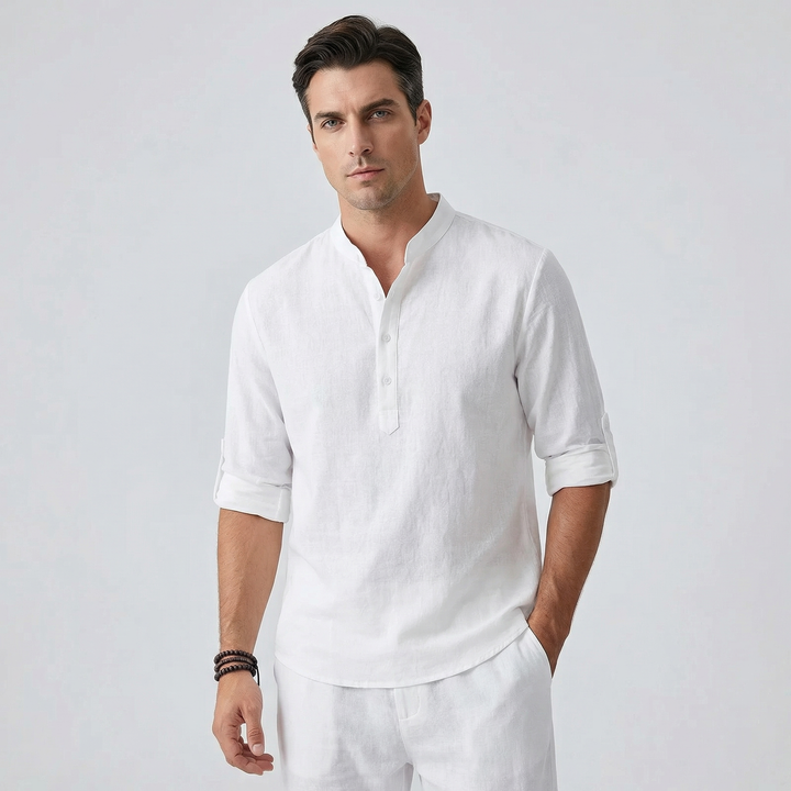 Dario | Men’s Relaxed Shirt with Button Neck Detail