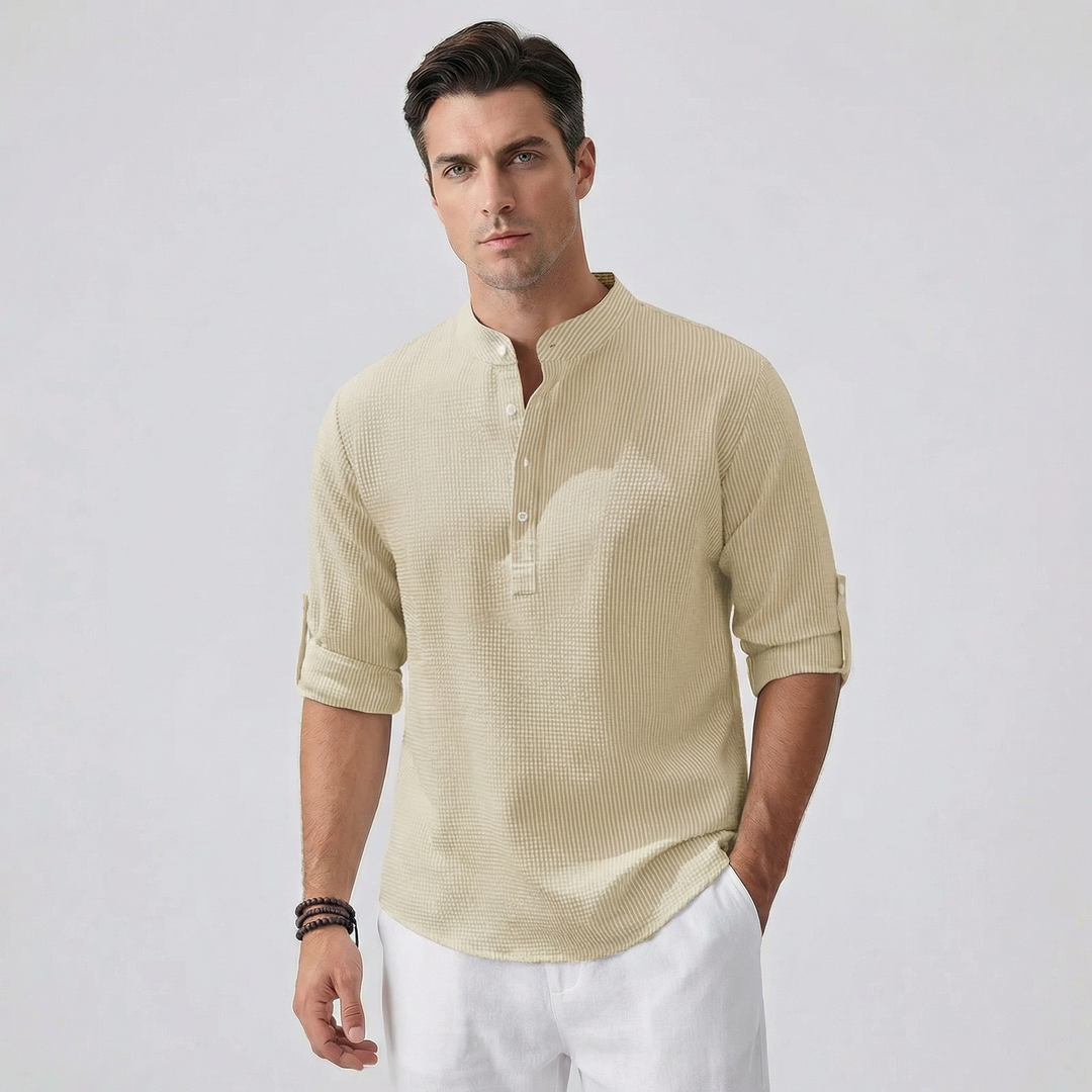 Dario | Men’s Relaxed Shirt with Button Neck Detail
