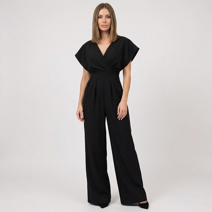 Selene | Women’s Wide Leg Jumpsuit with Draped Top