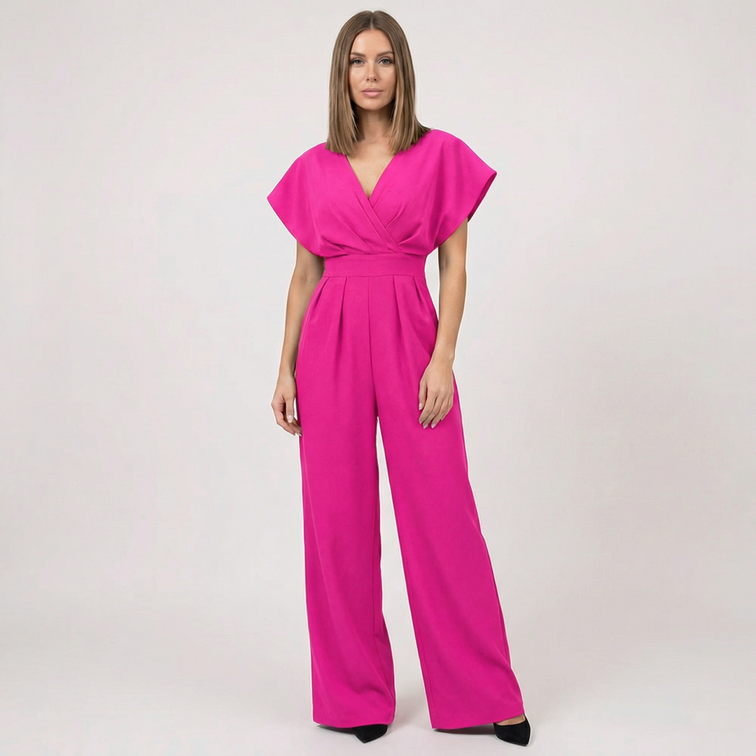 Selene | Women’s Wide Leg Jumpsuit with Draped Top