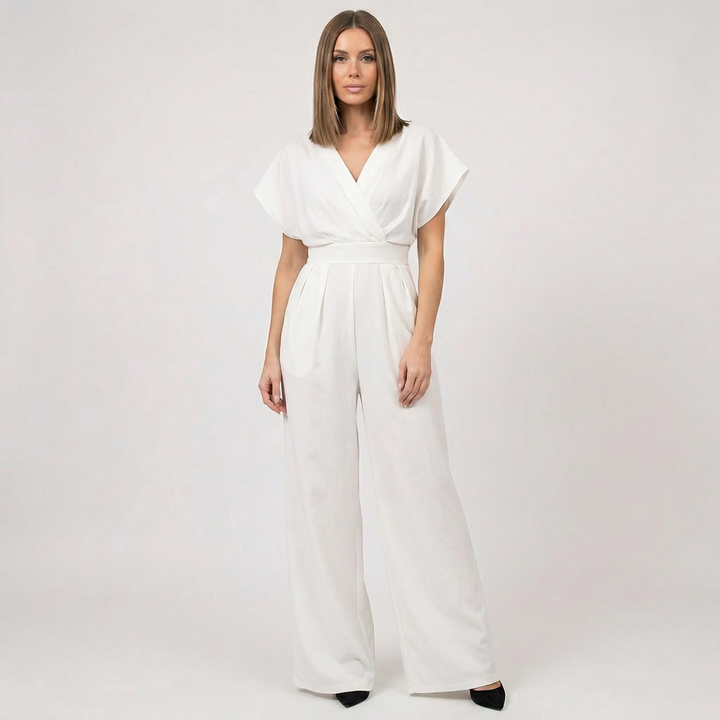 Selene | Women’s Wide Leg Jumpsuit with Draped Top