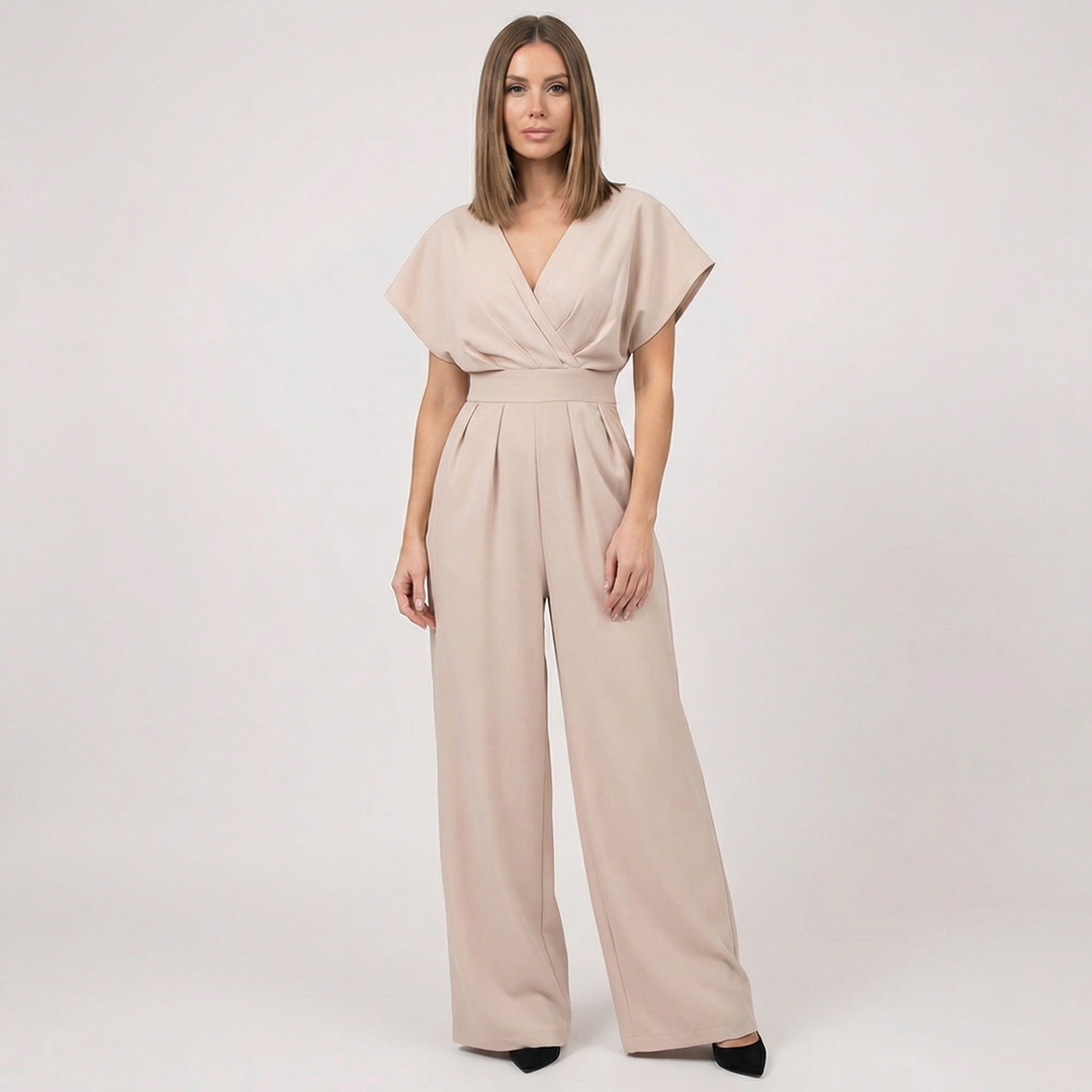 Selene | Women’s Wide Leg Jumpsuit with Draped Top