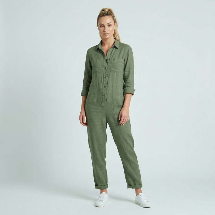 Elvinae | Women’s Casual Jumpsuit with Button Front and Relaxed Fit