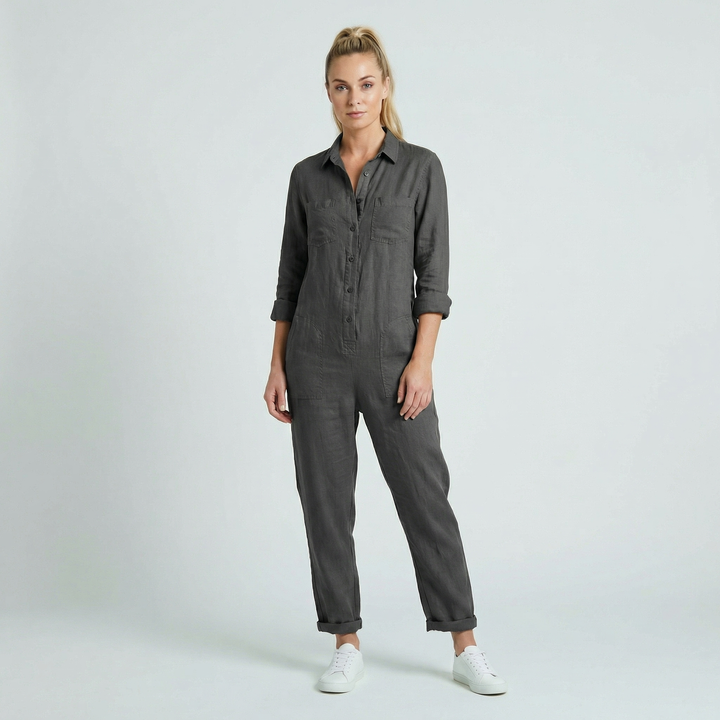 Elvinae | Women’s Casual Jumpsuit with Button Front and Relaxed Fit
