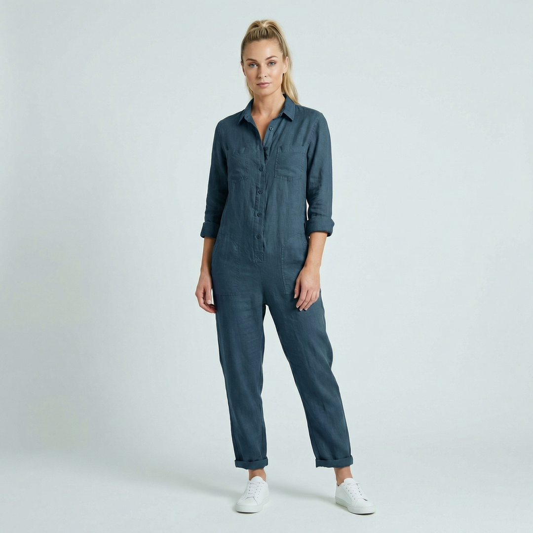 Elvinae | Women’s Casual Jumpsuit with Button Front and Relaxed Fit