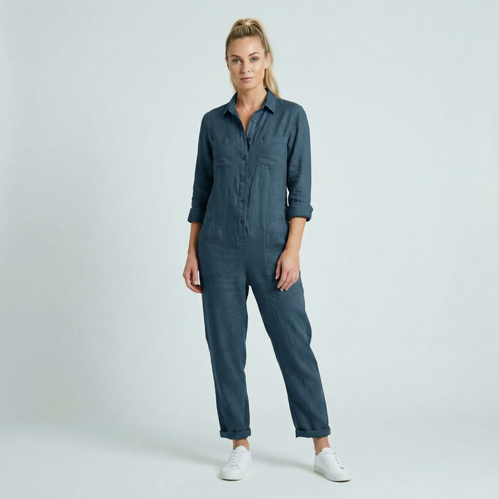 Elvinae | Women’s Casual Jumpsuit with Button Front and Relaxed Fit