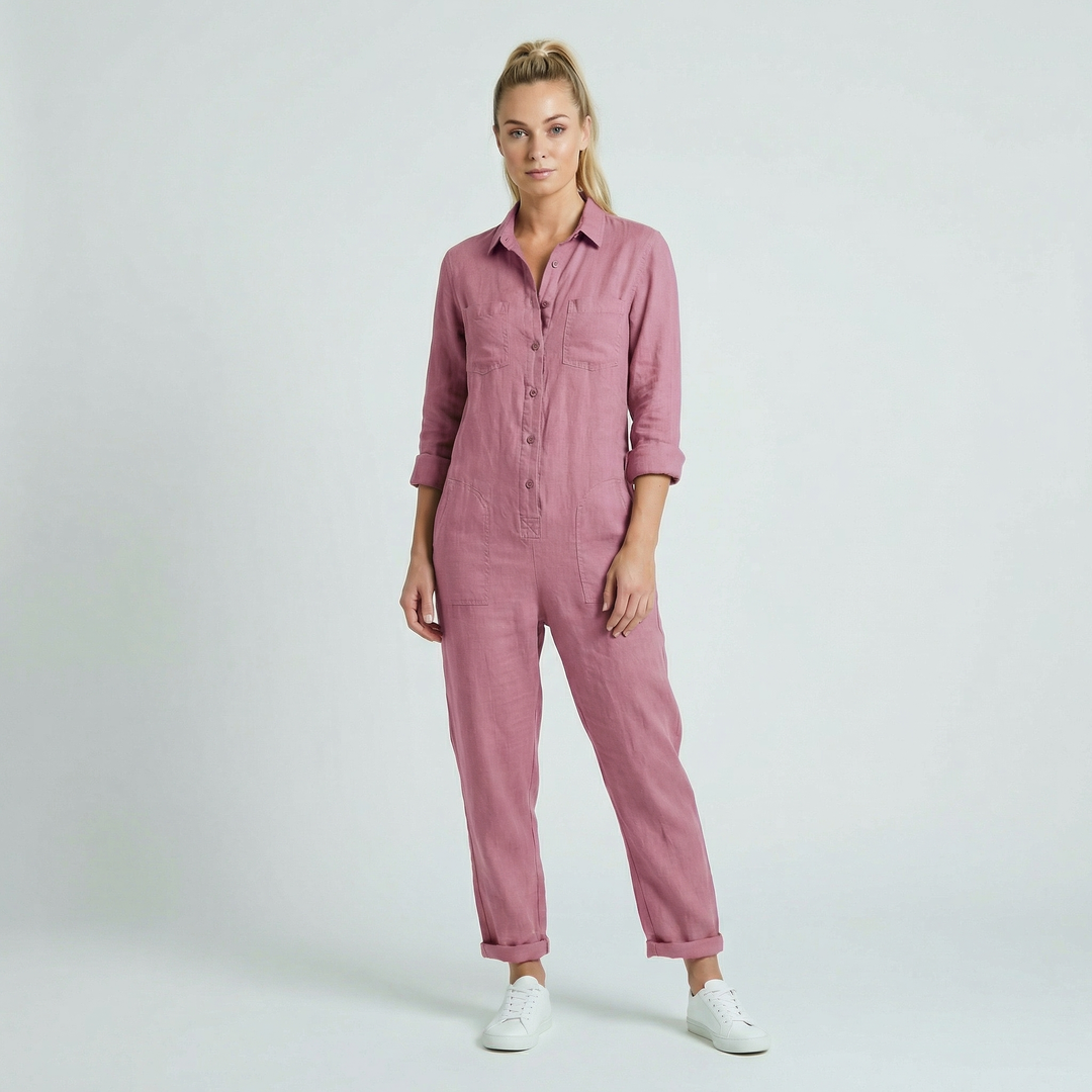 Elvinae | Women’s Casual Jumpsuit with Button Front and Relaxed Fit