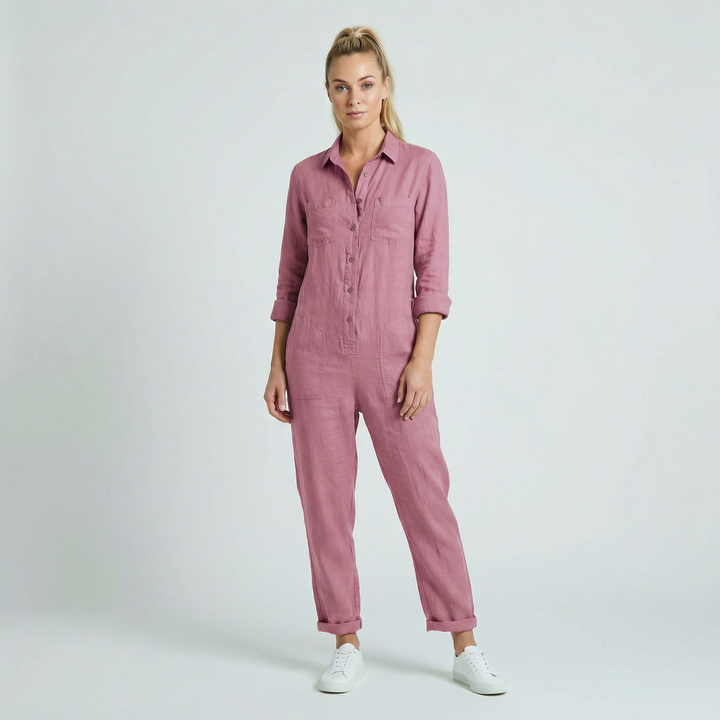 Elvinae | Women’s Casual Jumpsuit with Button Front and Relaxed Fit