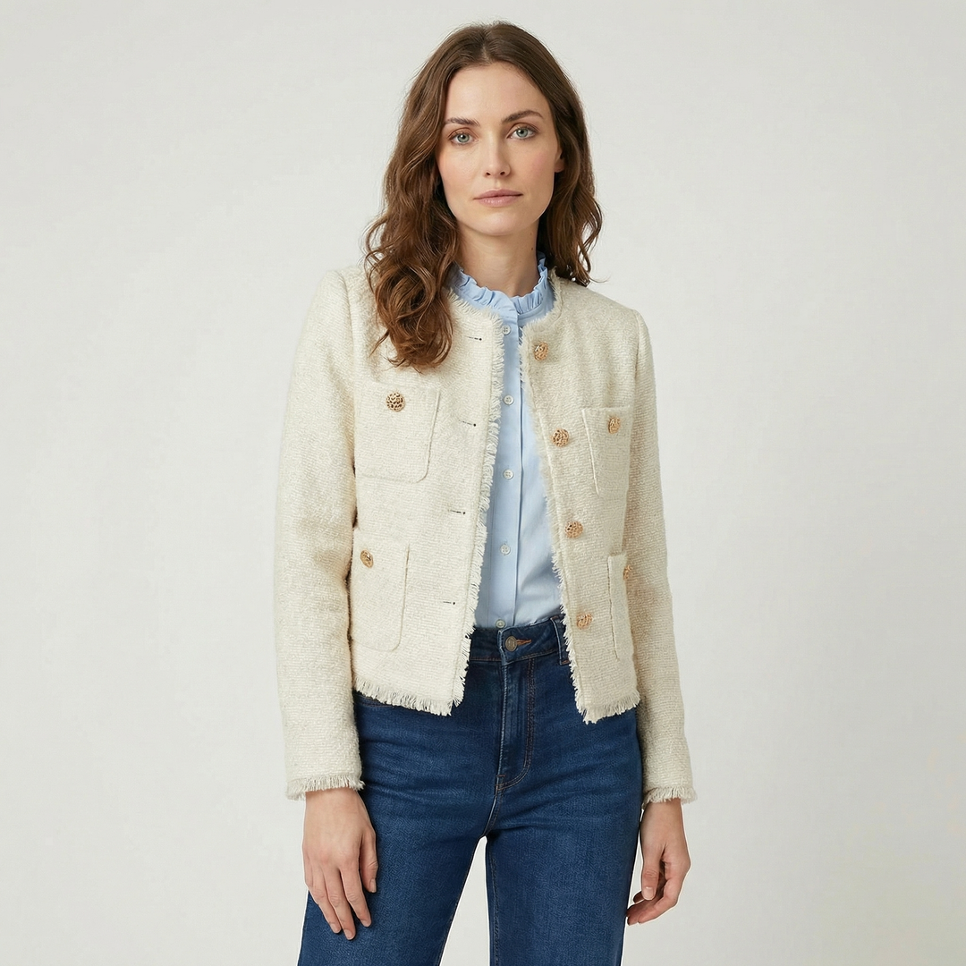 Cavira | Women’s Smart Cropped Jacket with Classic Button Detail