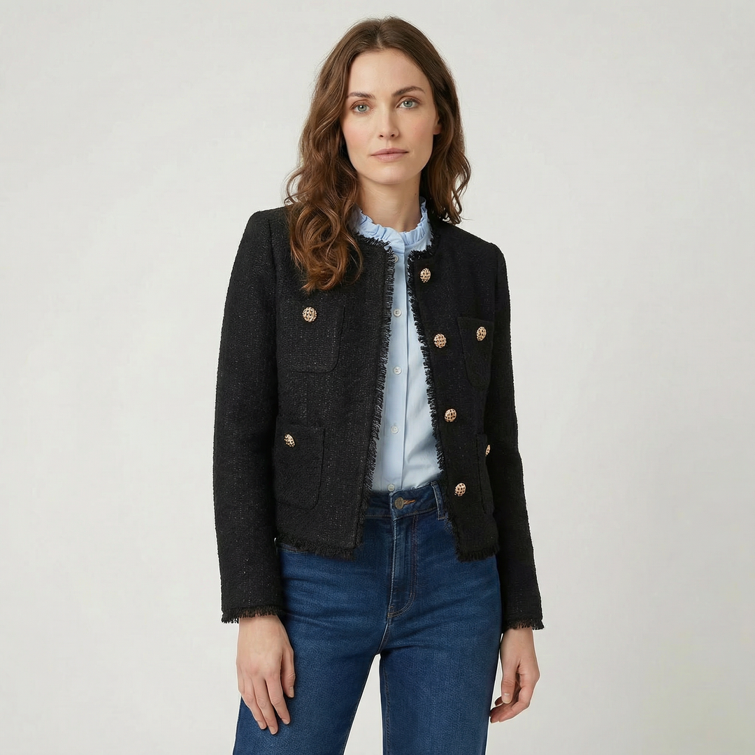 Cavira | Women’s Smart Cropped Jacket with Classic Button Detail