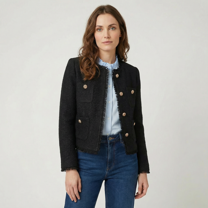 Cavira | Women’s Smart Cropped Jacket with Classic Button Detail