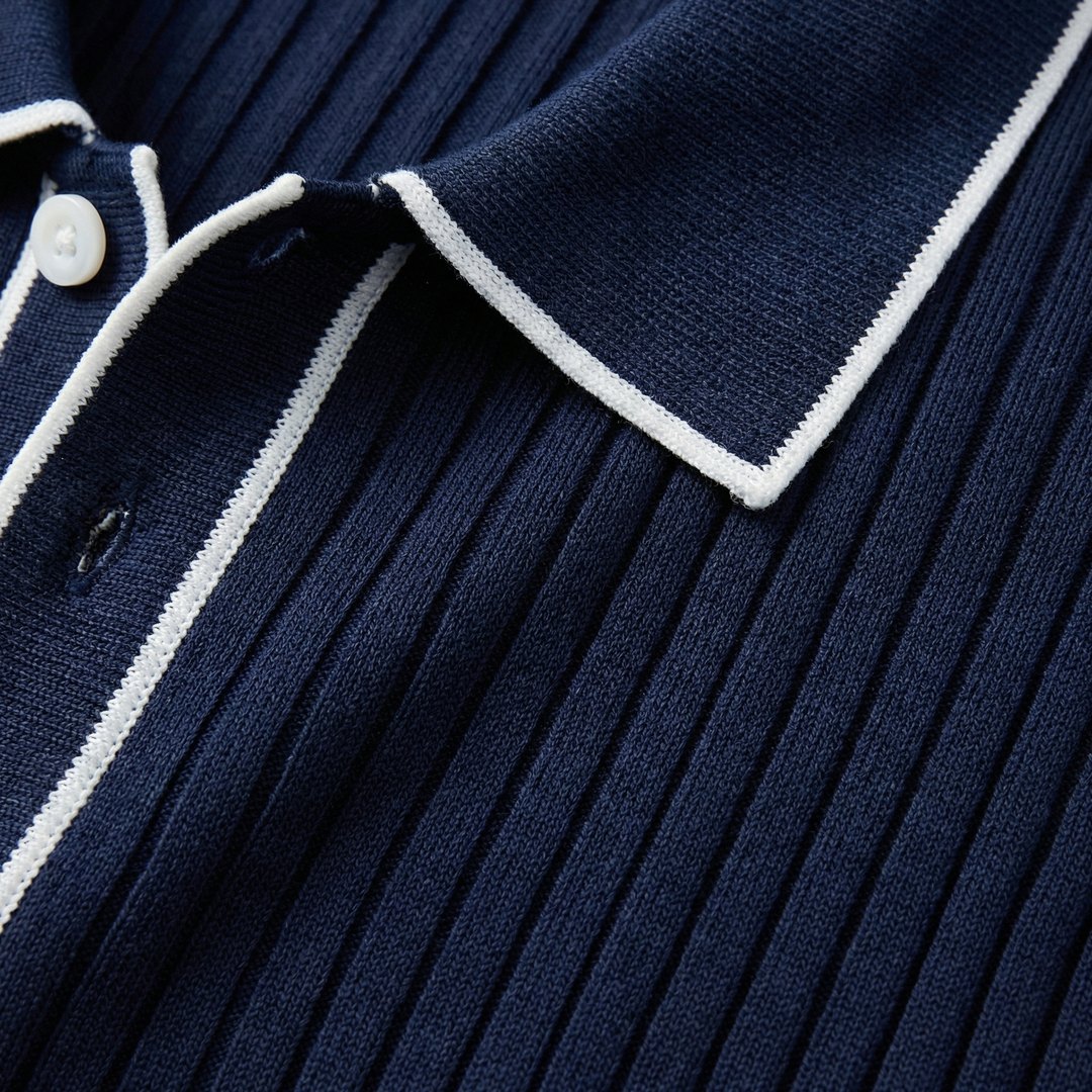 Marco | Men’s Ribbed Polo Shirt featuring Contrast Trim Detail