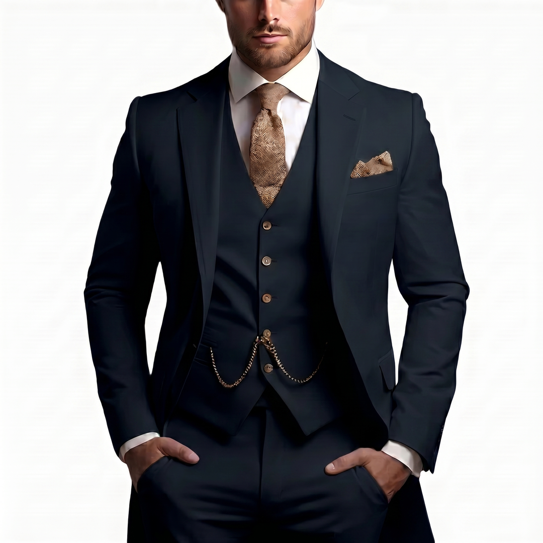 Drovian | Men’s Three-Piece Suit with tailored cut and delicate accents
