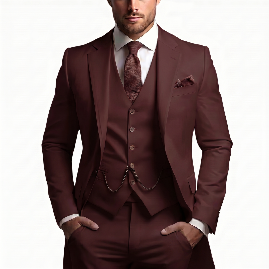 Drovian | Men’s Three-Piece Suit with tailored cut and delicate accents