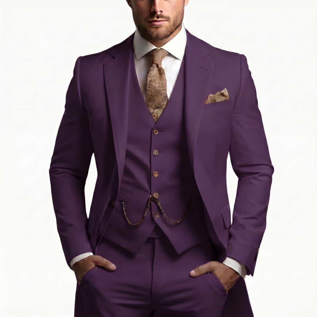 Drovian | Men’s Three-Piece Suit with tailored cut and delicate accents