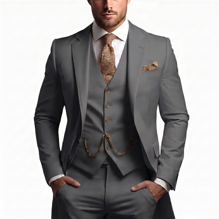 Drovian | Men’s Three-Piece Suit with tailored cut and delicate accents