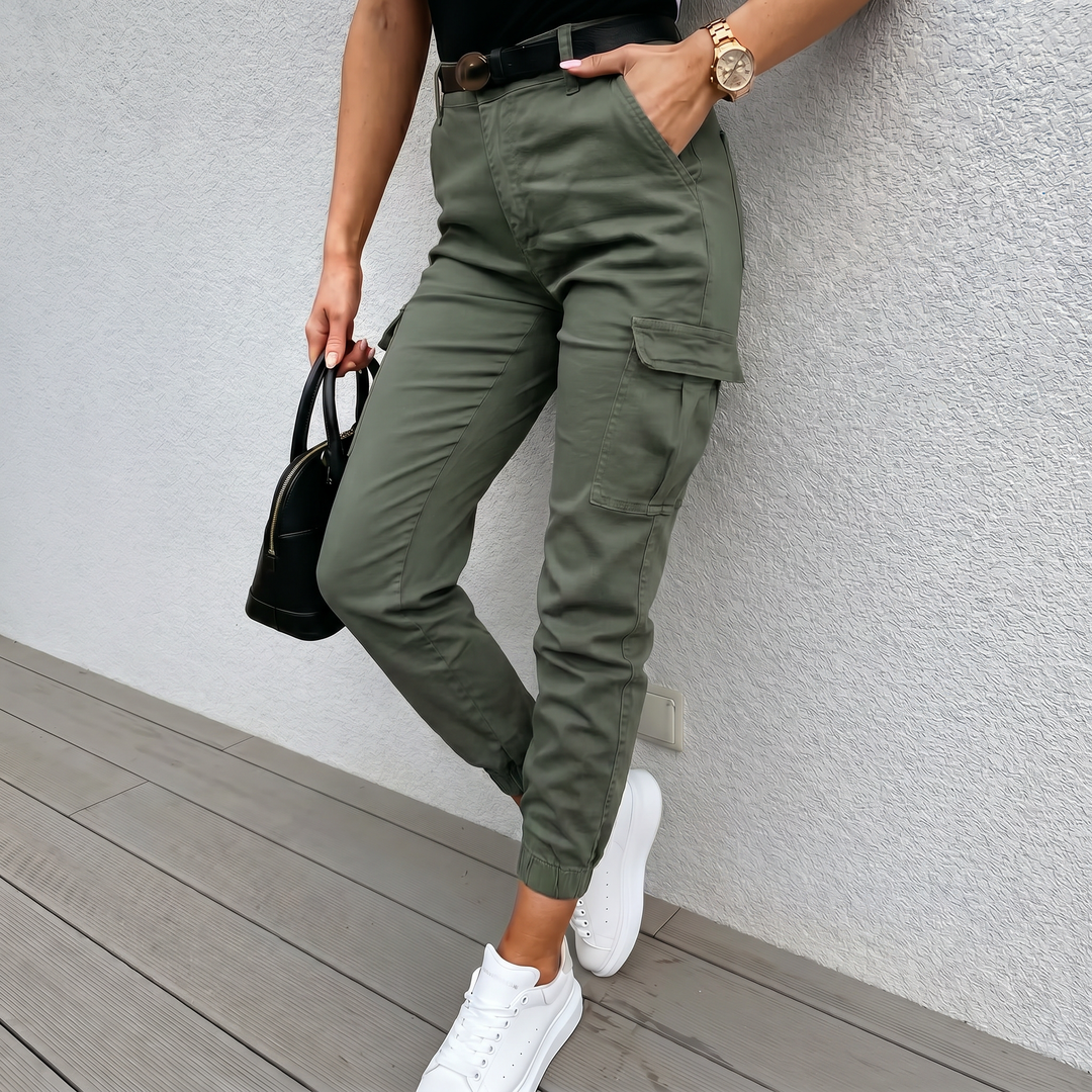Zelvara | Women’s Cargo Trousers with tapered ankle fit