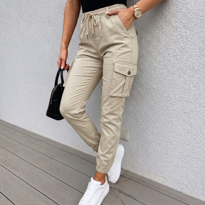 Zelvara | Women’s Cargo Trousers with tapered ankle fit