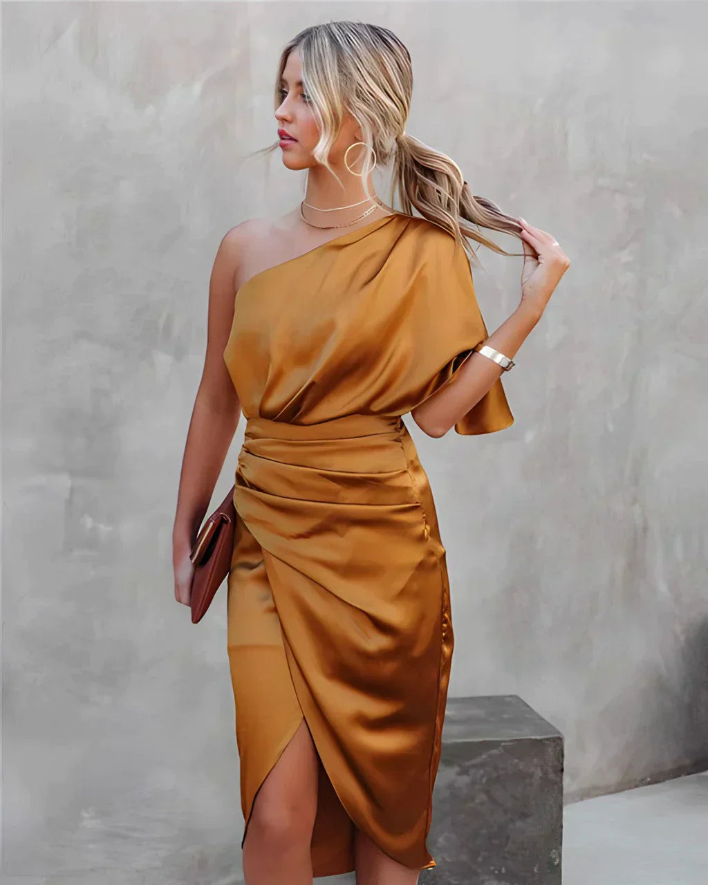 Elara | Women’s one shoulder dress with elegant drape
