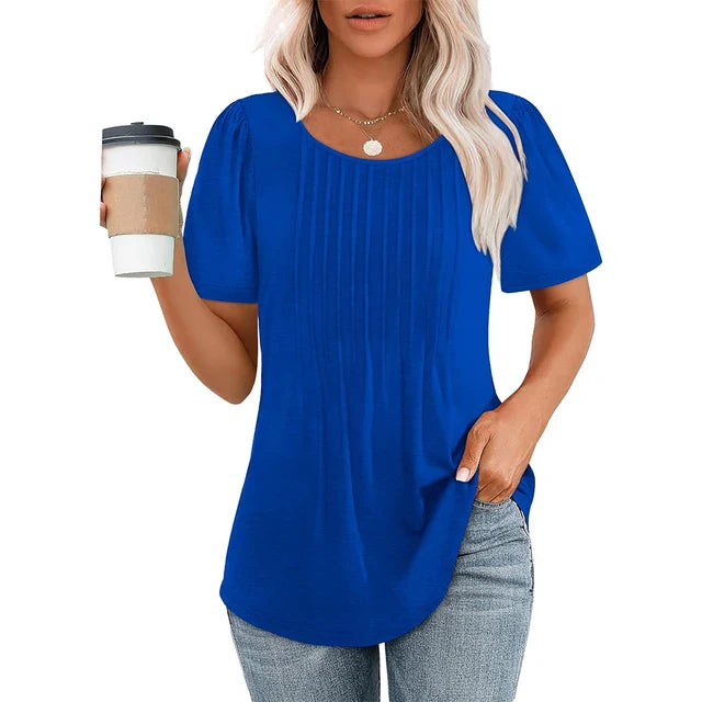 Serelle | Women’s Short Sleeve Top with a pleated front feature
