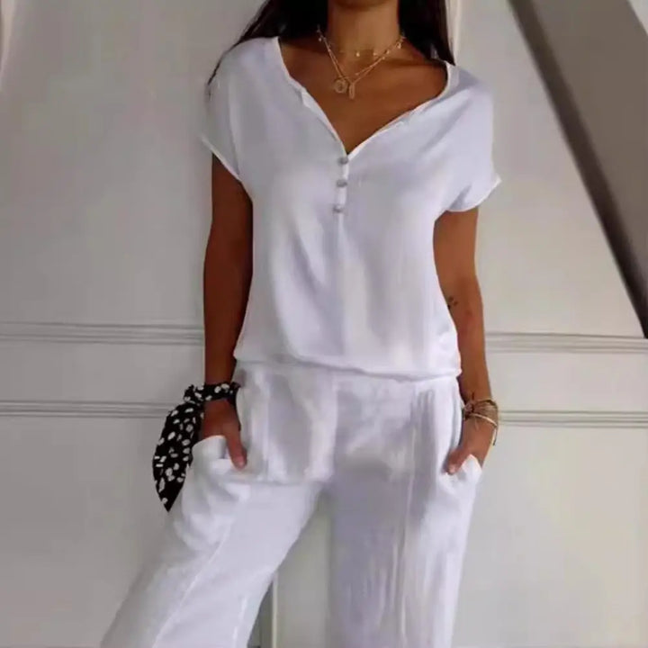 Sorelle | Women’s V-Neck Top with button front detail
