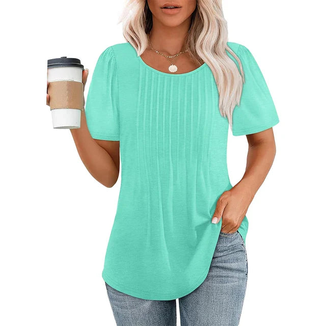 Serelle | Women’s Short Sleeve Top with a pleated front feature